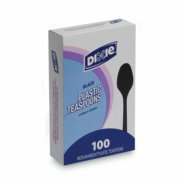 Dixie Plastic Cutlery, Heavy Mediumweight Teaspoons, Black, 100PK TM507